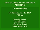 ZONING BOARD OF APPEALS MEETING; The next meeting: Wednesday, May 29, 2019 7:00 pm Hearing...