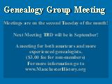 Genealogy Group Meeting; Meetings are on the second Tuesday of the month! Next Meeting Tuesday...